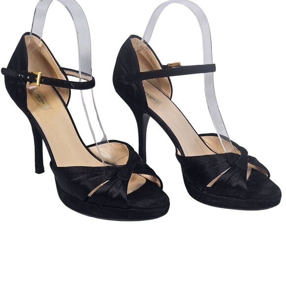 Prada Women Black Satin Heels 37 Minimalist Quiet Luxury Old Hollywood Glam - Picture 2 of 16